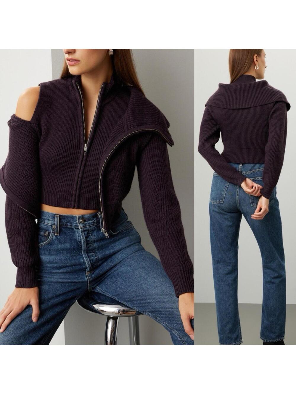 RTR Derek Lam Collection Zip Up Double Layered Sweater Wool Blend - MED